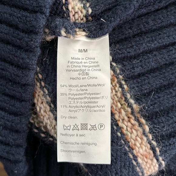 Madewell Wool Blend Striped Metcalf Mockneck Sweater Dark Nightfall - Picture 11 of 12